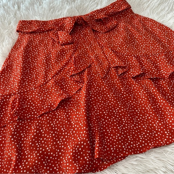 Altard State Ruffle Mini Skirt - Burnt Red Polka Dot - Size Small EUC - Picture 3 of 16
